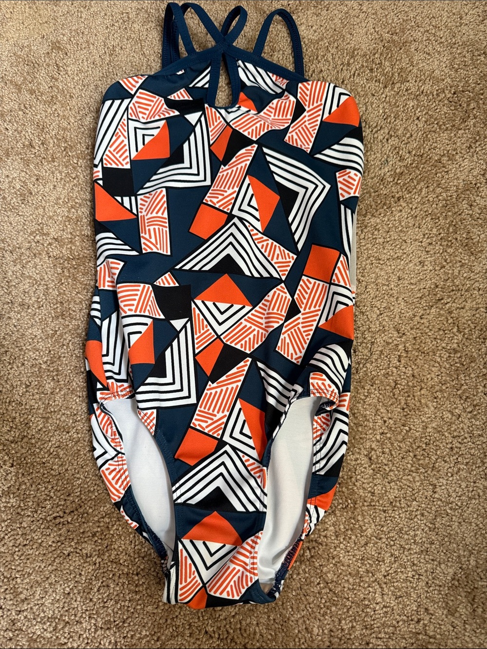 Geometric Navy & Orange Leo, Eleve Dancewear, XS, barely worn